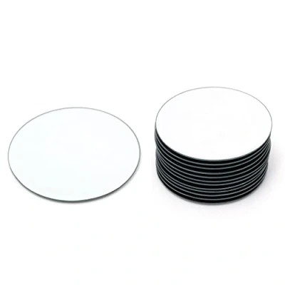Image of 12cm Pack Of Twelve Round Glass Coaster Decorative 12 Piece Mirror Display Candle Plate Mirrored Tray
