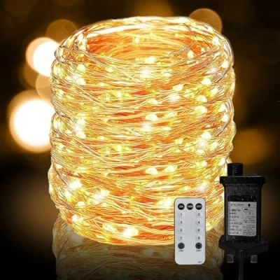 Image of Chipark Plug in Fairy String Lights, 30M 300 LED Copper Wire Lights Mains Powered 8 Mode with Remote Timer Micro Firefly for Bedroom Garden Wedding Party Christamas Decoration(Warm White)