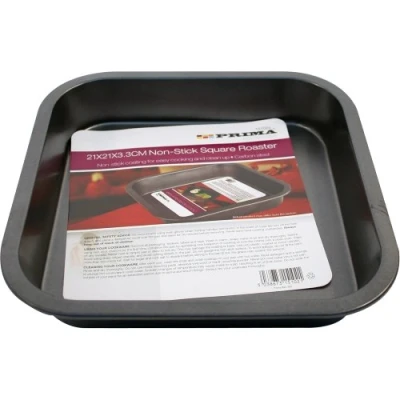 Image of PRIMA Non Stick Square Roaster 21x21x3.3cm, Carbon, Black, One Size