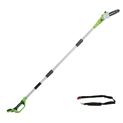 Image of Greenworks G24PS20 Cordless long Reach Pole Saw (Great for Pruning and Trimming Branches), 8 Inch (20cm) Bar Length, 6.7m/s Chain Speed, light weight, 2.6m WITHOUT 24V Battery &amp; Charger