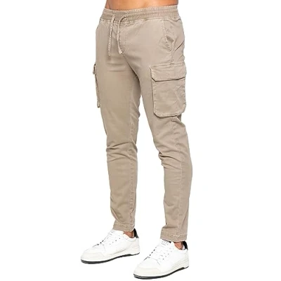 Image of 989Zé ENZO Mens Cargo Jeans Elasticated Trousers Casual Cotton Regular Fit Combat Pants EZ612 Trouser Beige M