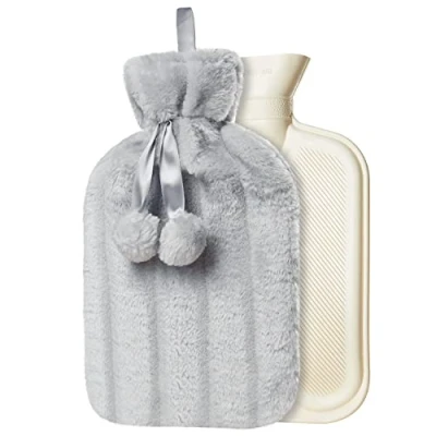 Image of CityComfort Hot Water Bottle with Fluffy Faux Fur Cover, 2L (Light Grey)