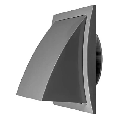 Image of Grey Wall Outlet Duct Cowl 150mm x / 100mm Hose Flap Damper/Durable Plastic/External Mounting