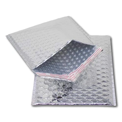 Image of EPOSGEAR 100 Silver Shiny Metallic Foil Bubble Padded Bag Mailing Envelopes Perfect for Marketing, Promotions or and Alternative to Gift wrap (CD 165mm x 165mm)
