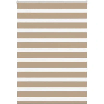 Image of vidaXL Zebra Blind Sand Brown 110x150 cm Fabric Width 105.9 Polyester