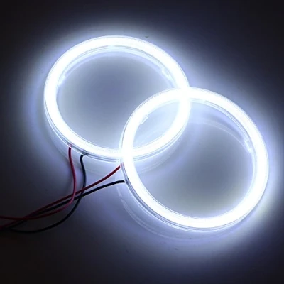 Image of Qasim 2 Pcs White 80MM Car Angel Eyes Halo Rings COB Light Circle Ring Headlight Lamp with Plastic Cover 12V 24V