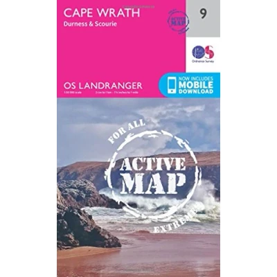 Image of Landranger Active 9 Cape Wrath, Durness &amp; Scourie Map With Digital Version