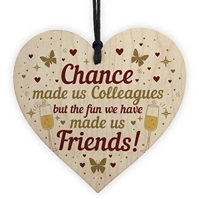 Image of RED OCEAN Colleagues Made Us Friends Colleague Leaving Gift Wooden Heart Work Thank You Birthday Gifts