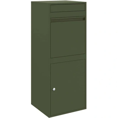 Image of vidaXL Parcel Drop Box Olive green 41 x 38 103 cm Steel