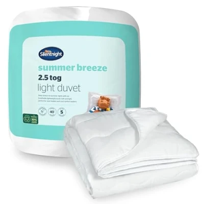 Image of Silentnight Summer Breeze 2.5 Tog Double Duvet Lightweight Low Quilt Ideal for Warm Nights and Hot Sleepers Hypoallergenic Machine Washable 200x200cm