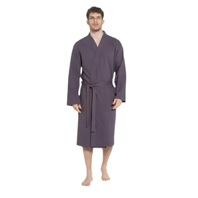 Image of INSIGNIA Men&#039;s 100% Cotton Robe Dressing Gown, Soft Waffle Wrap Loungewear (UK, Alpha, M, L, Regular, Grey)