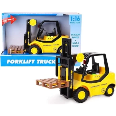 Image of Toyland® 23cm (9&quot;) Friction Powered Forklift Pallet Truck Scale (1:16) Boys Construction Toy With Lights &amp; Sound Ages 3+