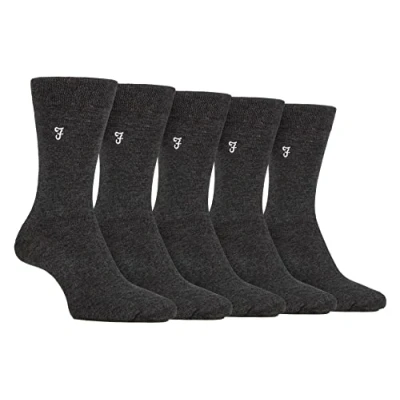 Image of Farah Mens 5 Pack Natural Organic Bamboo Bright Striped Patterned Socks (6 11, Charcoal)