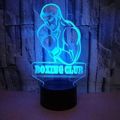 Image of HPBN8 Ltd 3D Boxer Night Light USB Touch Switch Decor Table Desk Optical Illusion Lamps 7 Color Changing Lights LED Lamp Xmas Home Love Brithday Children Kids Toy Gift