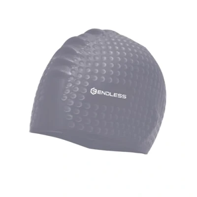 Image of Endless EL1021 Comfortable Silicone Swimming Cap with Bubble Design, Elastic Waterproof for Long and Short Hair Thicker Edge, Adults, Women Men, Colour: Silver, Size: Free