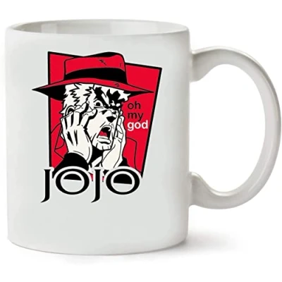 Image of Top Banana Gifts JoJo&#039;s Bizarre Adventure Funny Parody Mug Glossy Ceramic Photo Mug, 2 Designs Available (JoJo 2)