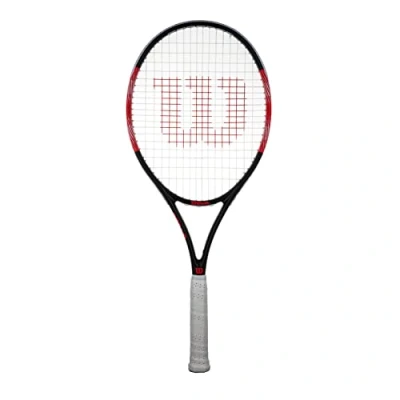 Image of wilson Federer Elite 105 Adults Tennis Racket (Available in Grip Sizes 1 to 4) (Grip 3 (4 3/8&#039;&#039;)), Black, Red, White, One Size