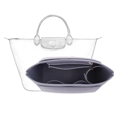 Image of D.DUO Bag Insert Organizer, purse accessories, Suitable For Longchamp long handle tote organizer (Grey,S(Shorthandle))