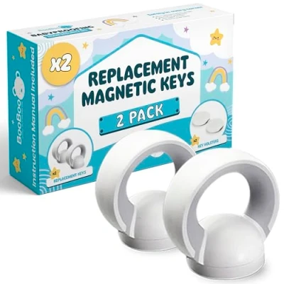 Image of Booboo® x2 Spare Replacement Magnetic Keys Child Safety Locks for Children, Baby Proofing Your Home Cabinets and Drawers with Extra Magnet