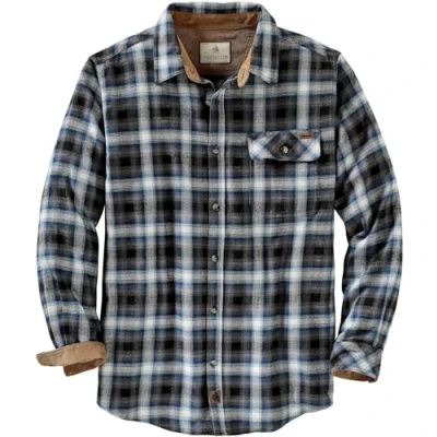 Image of Legendary Whitetails Men&#039;s Buck Camp Flannel, Long Sleeve Plaid Button Down Casual Shirt, Corduroy Cuffs, Birch Poseidon Plaid, Medium