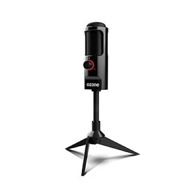 Image of Ozone REC X50 Gaming Microphone Streaming Electrode Condenser, Omni Bi Directional Sound, LED Lighting, Stable Stand, USB, Black