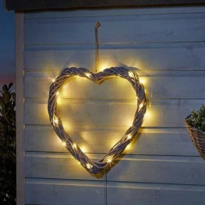 Image of Garden Decoration Solar Warm White LED In Lit Firefly Heart