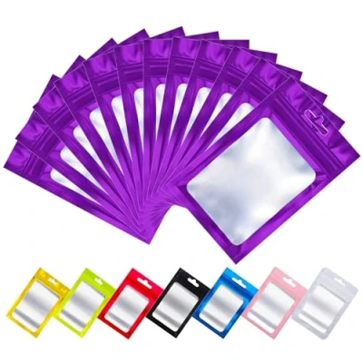 Image of Rimiko 50pcs Ziplock Mylar Bags with Clear Window, Aluminum Foil Sample Bags, Resealable Pouch for Packaging and Food Storage (Violet, 3.0&quot;x4.7&quot;)