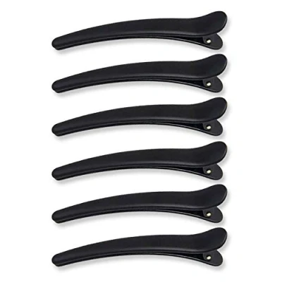Image of AKH® 6Pcs Sectioning Clips Black Hair Clamps Plastic Grip Hairdressing Styling Salon Tool UK
