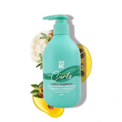 Image of Give Me Four Curls Moisturising Shea Butter Shampoo Curly Hair Products, Sulphate Free Shampoo, For Coily, Wavy &amp; Kinky Hair, Hydrating Formula