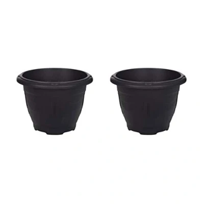 Image of Whitefurze 24cm Venetian Round Planter, Black