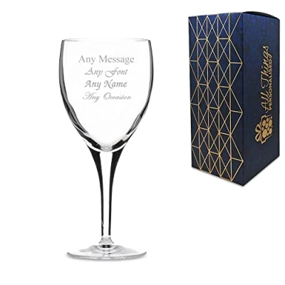 Image of Personalised Engraved 190ml Michelangelo White Wine Glass Gift Box Wedding Birthday Christmas