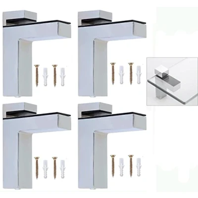 Image of Litensh 4pcs Adjustable Wood Clamp Glass Shelf Bracket Holder, Solid Zinc Alloy Support Clip Wall for 3 36mm Thickness