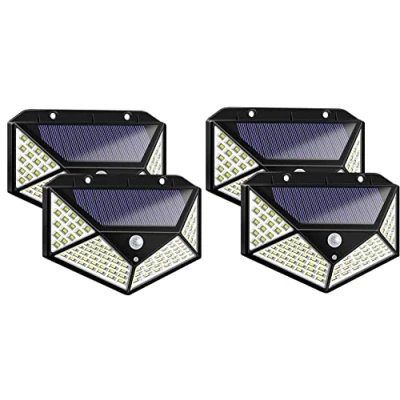 Image of Rheme Led Solar Powered Motion Sensor Wall Light Waterproof Security Lamp for Outdoor Garden Pathway (4 x 100 LED)