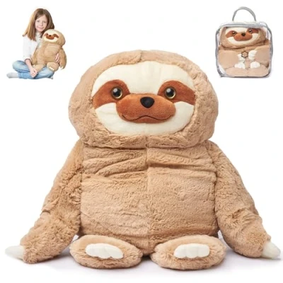 Image of ODOXIA Weighted Anxiety Plush Toy 2.3 Kg Calming &amp; Comforting Stuffed Animal Sloth Carrying Bag Included Machine Washable Plushie