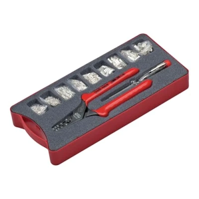 Image of NWS 143 BIS Pressing Pliers and End Sleeves Assortment, Black/Red