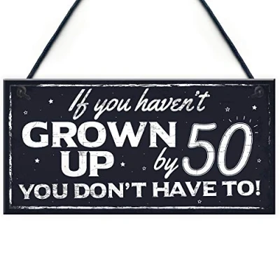 Image of RED OCEAN Funny 50th Birthday Hanging Chic Plaque Sign Novelty Friendship Family Mum Dad Gift For Him Her