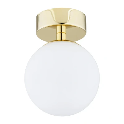 Image of Flavio Globe Ceiling Light Brass Steel, Glass Opal Matt IP44