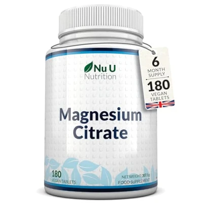 Image of Magnesium Citrate 200mg 180 Vegan Tablets 6 Month Supply of Elemental Made in The UK Nu U Nutrition