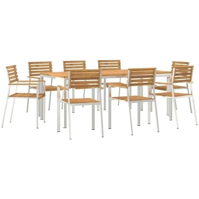 Image of Vidaxl Garden Dining Set 9 pcs Solid acacia wood &amp; stainless steel