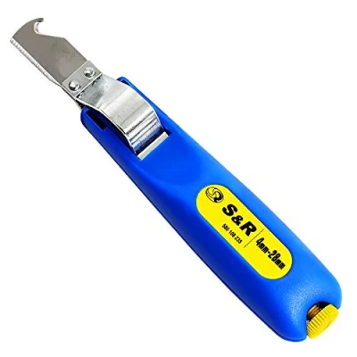 Image of S&amp;R Cable Knife Made in Germany Stripping Tool for Precise Dismantling of Cables 4mm 28mm Handy, Adjustable, and Stainless Steel Blades