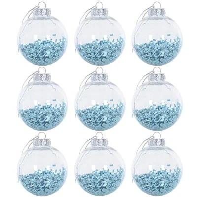 Image of Mr Crimbo 9 Pack Shaker Christmas Tree Baubles Xmas Decorations 8cm Vivid Blue