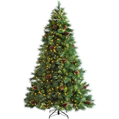 Image of WeRChristmas Pre Lit Portland Spruce Christmas Tree with 500 Chasing Warm LED Lights, Multi Colour, 6.5 feet/1.95m