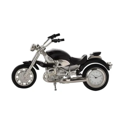 Image of Widdop and Co. Miniature Black Speeding Racer Motorbike Novelty Collectors Clock 9042BK