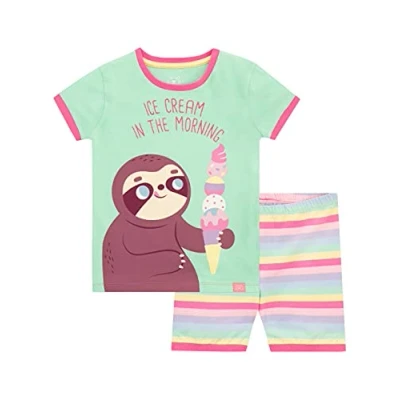 Image of Harry Bear Girls Pyjamas Snuggle Fit Sloth Multicoloured 6 7 Years
