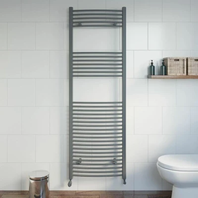 Image of DuraTherm Curved Heated Towel Radiator Anthracite 1800 x 600mm