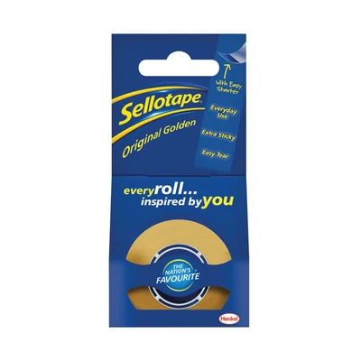 Image of Sellotape Original Golden Tape Roll Non static Easy tear Retail Pack 18mmx25m Ref 1443169 {Pack 8]
