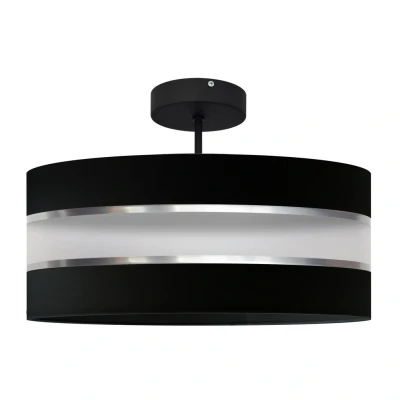 Image of Helen Cylindrical Pendant Ceiling Light Black, Silver 40cm