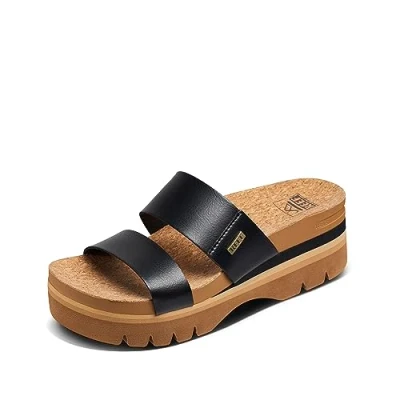 Image of Reef Cushion Vista Higher Sandals for Women, Black, 9 UK