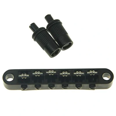 Image of KAISH Black Guitar Roller Saddle Bridge Tune O Matic for Epiphone Les Paul,SG,Dot,Bigsby with M8 Threaded Posts