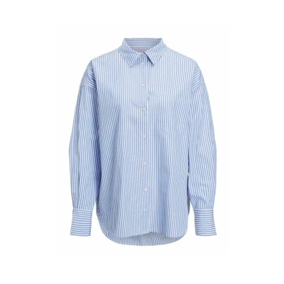 Image of JJXX Women&#039;s Jxjamie Ls Relaxed Poplin Shirt Noos Blouse, Navy Blazer/Stripes: Stripes, L
